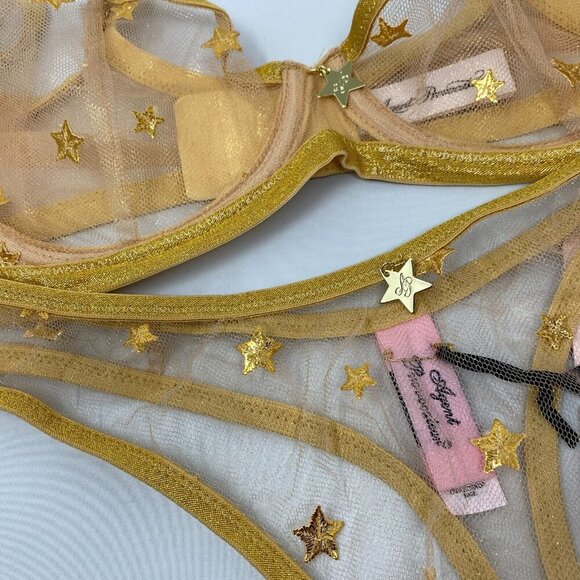Agent Provocateur Zadi Gold Star Set 36C/4 NWT - Picture 8 of 12